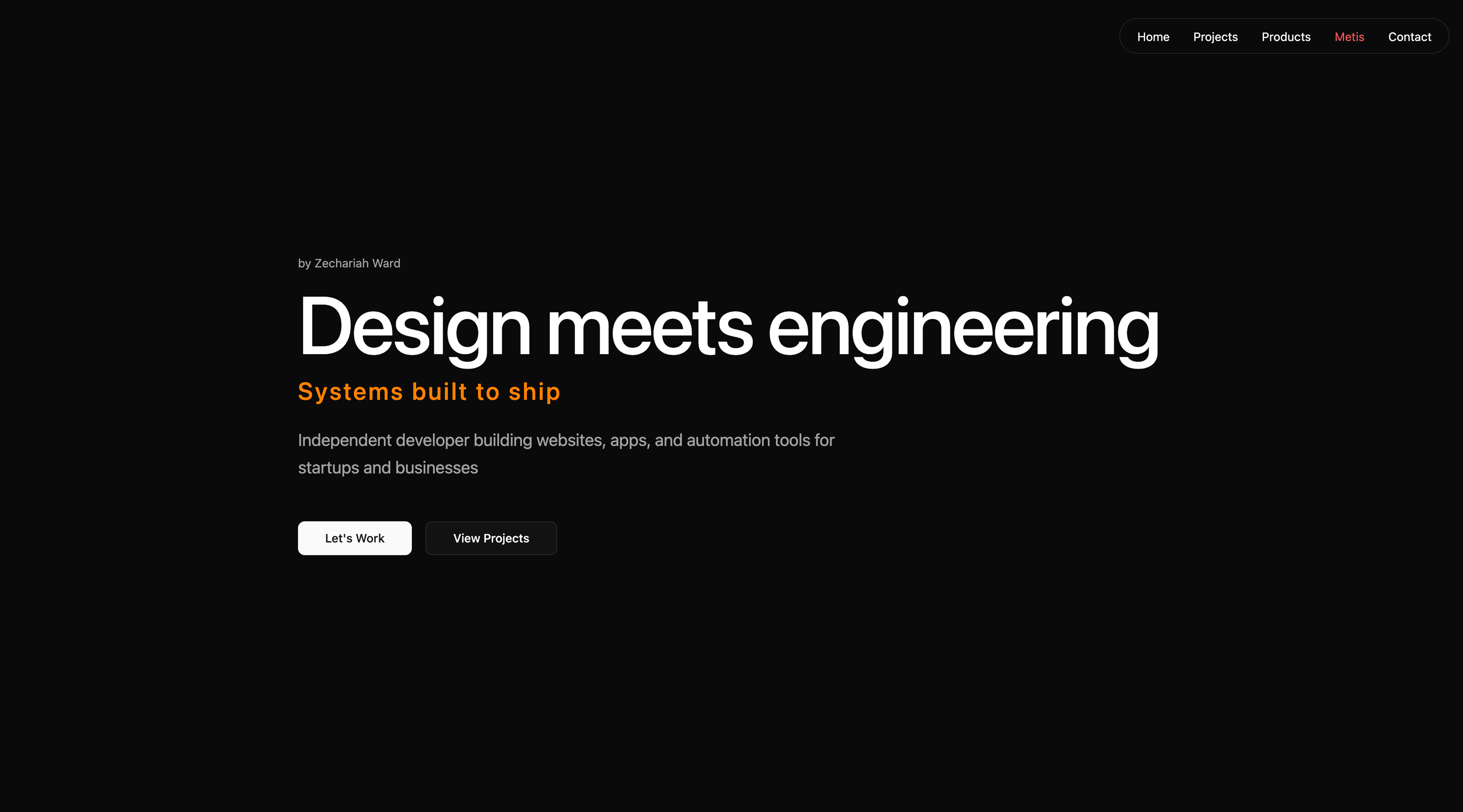 Ward Studio desktop landing page with the statement Design meets engineering.